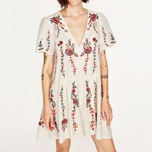zara embroidered dress